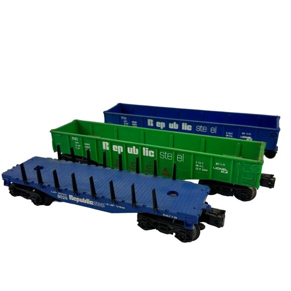 Lot of Three Lionel Plastic Train Cars 53' Gondola O Gauge - Picture 1 of 9